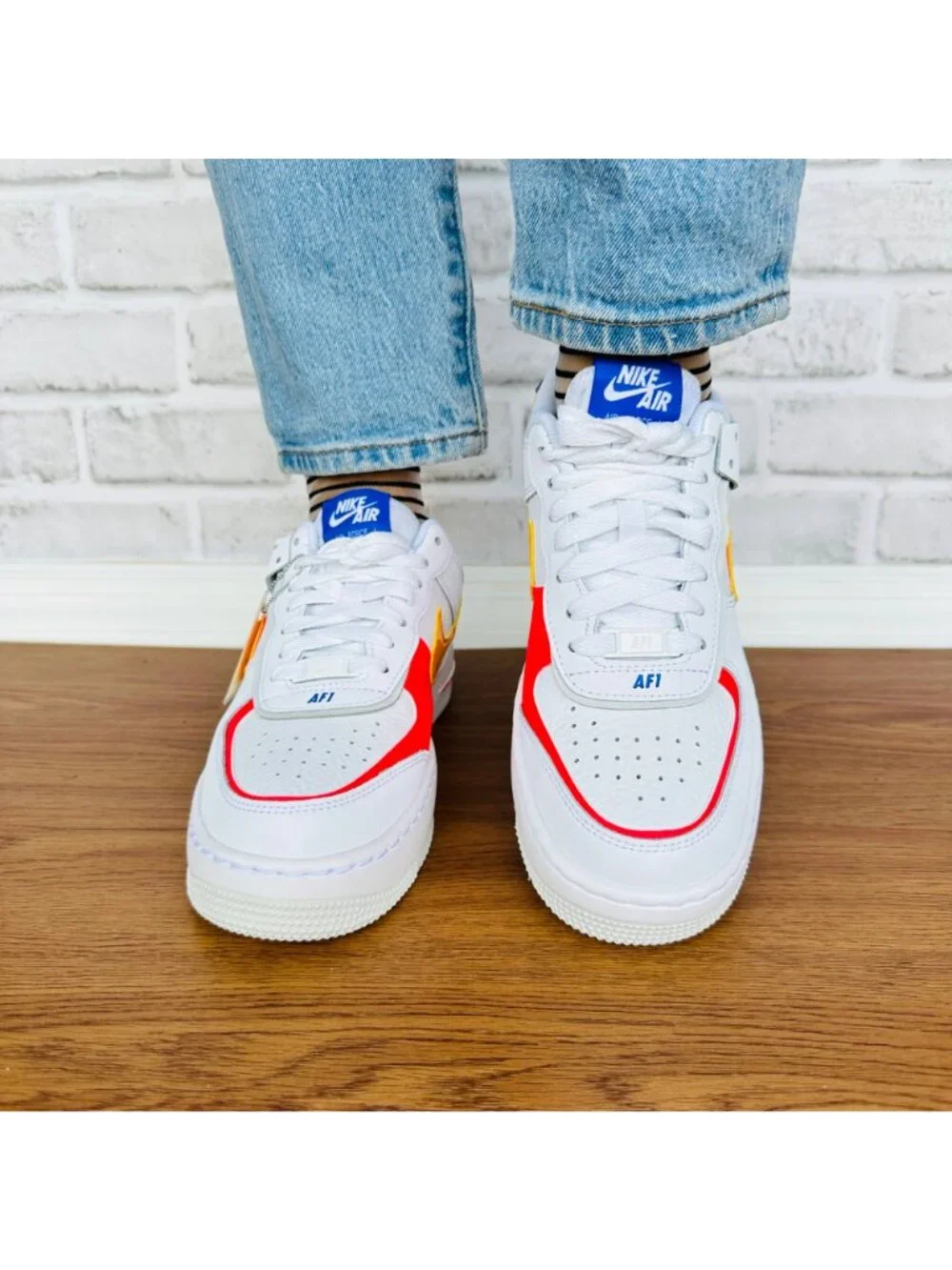 ⭐Nike Air Force 1 Shadow 6.5 Womens Retro Shoes Sneakers White Orange DZ1847-100 - Picture 5 of 14